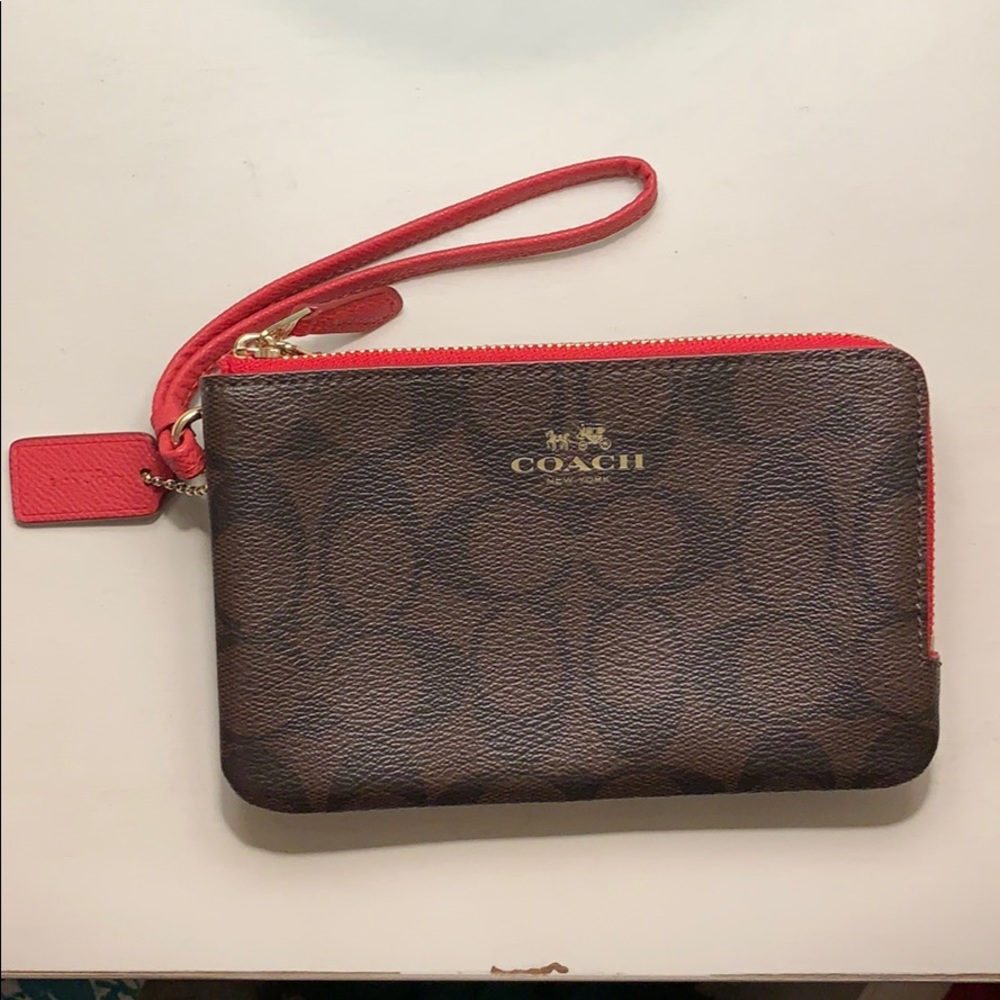 Coach Signature Double Zipper Wristlet